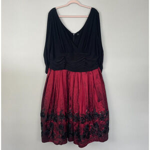 Vintage Party Dress Plus Size 24W Black Red A Line Gothic Whimsigoth Fairy